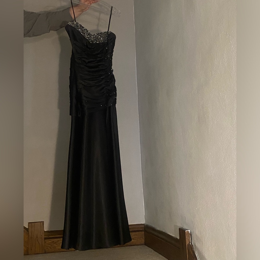 Black Strapless Prom Dress with Rhinestones